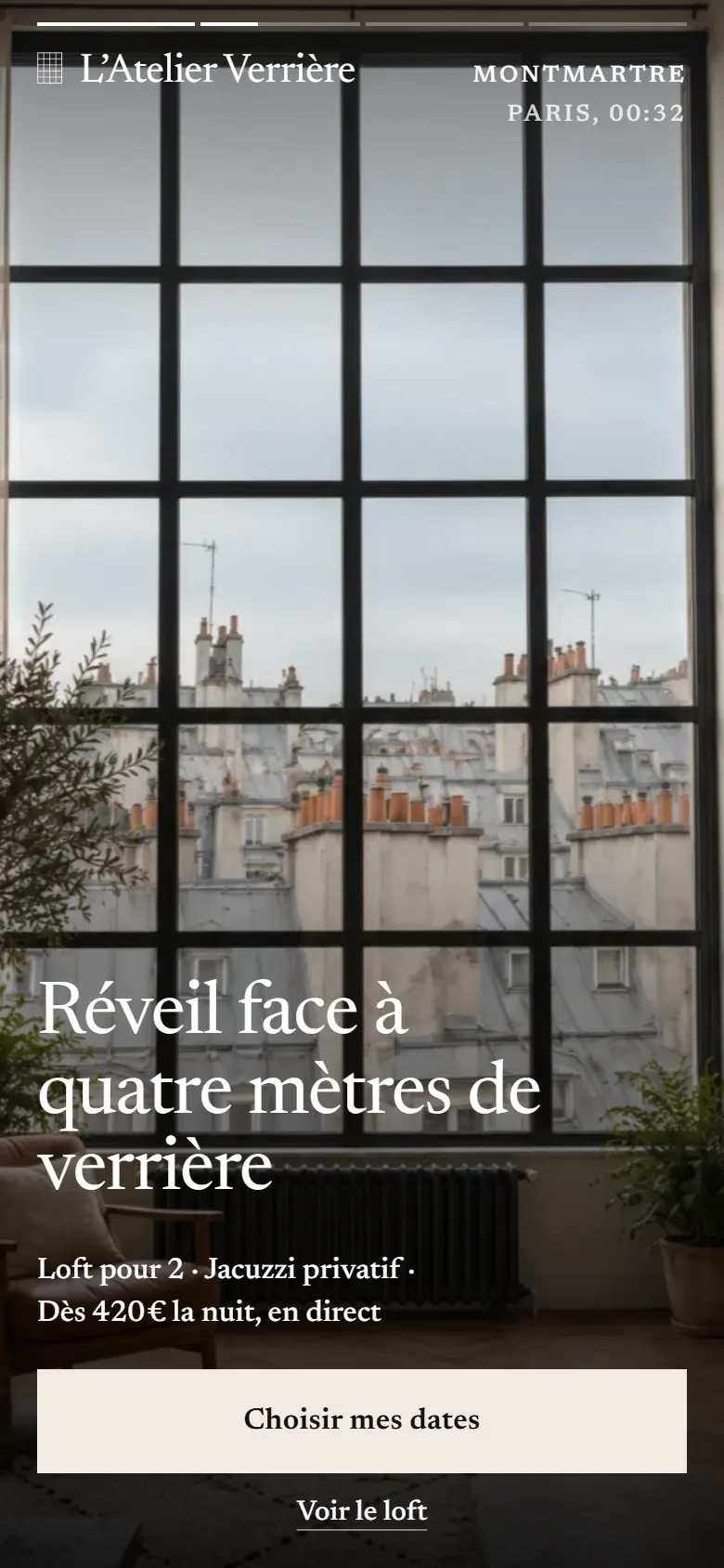 La vitrine de L'Atelier Verrière, telle qu'elle s'affiche sur un téléphone